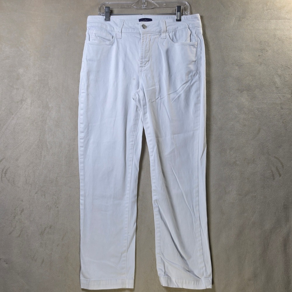 NYDJ Womens White Straight Leg Lift Tuck Technology Pants P49247 Size 6P